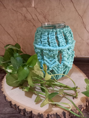 جاشمعی وجا گلدان مکرومه بافی نخ پنبه کتان