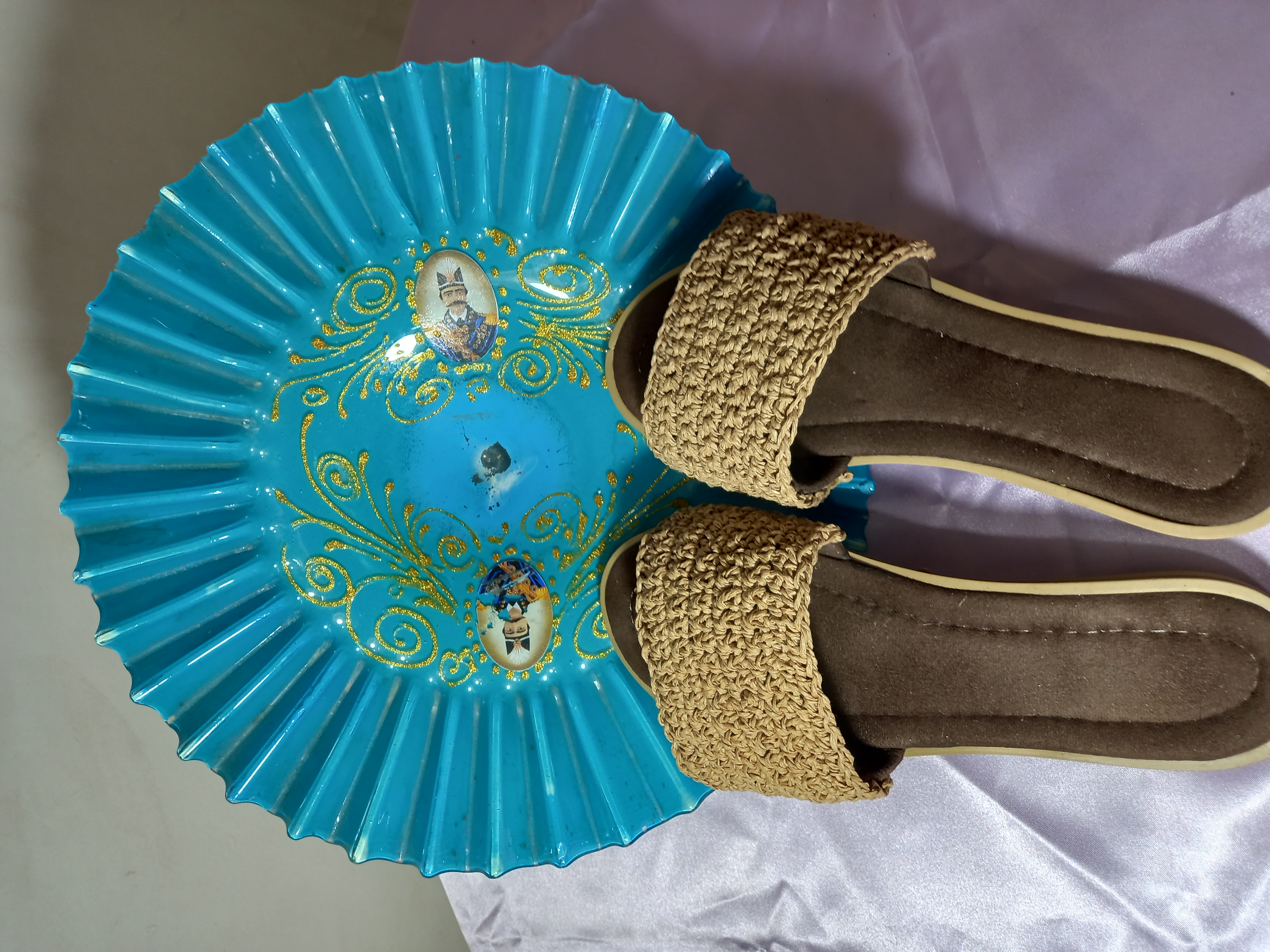 صندل مکرومه بافی مدل الیا نخ رافیا