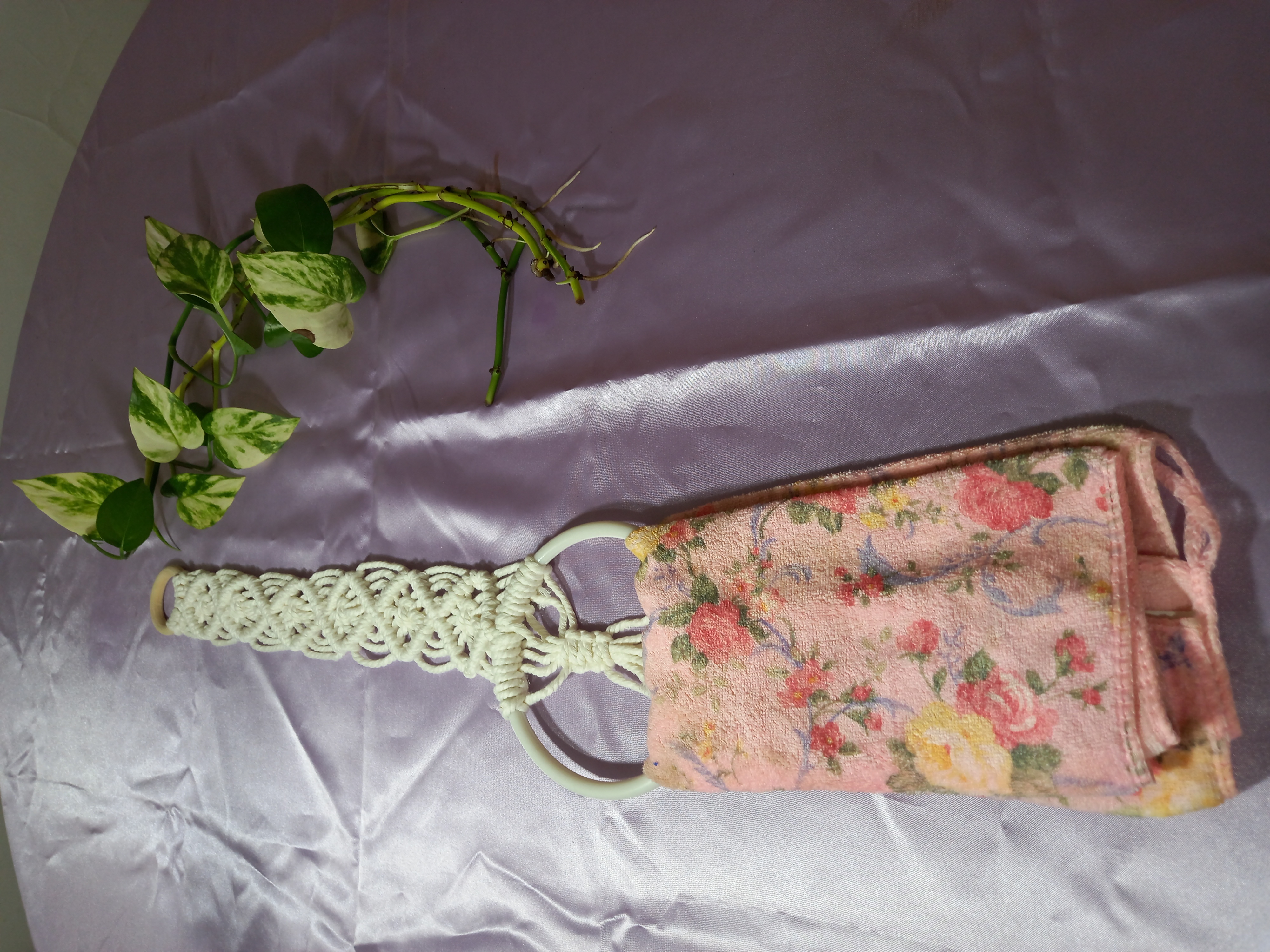 آویز حوله مکرومه نخ پنبه کتان