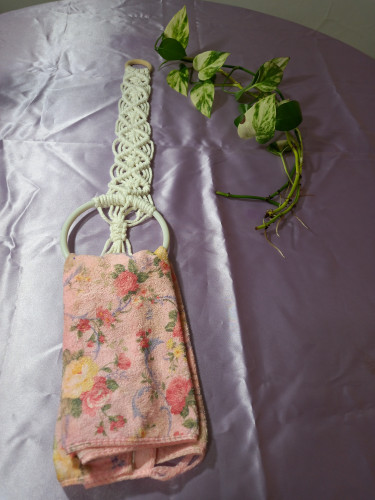 آویز حوله مکرومه نخ پنبه کتان