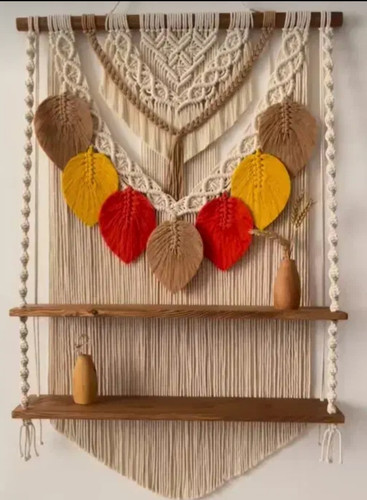 شلف دیواری مکرومه طرح برگی