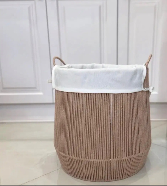 سبد لباس مکرومه نخ پنبه کتان